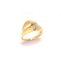 Anel Ondulado com Brilhantes em Ouro 18 Kilates - 21327